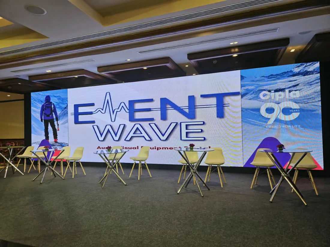 Large LED wall set up by Event Wave for a corporate anniversary event